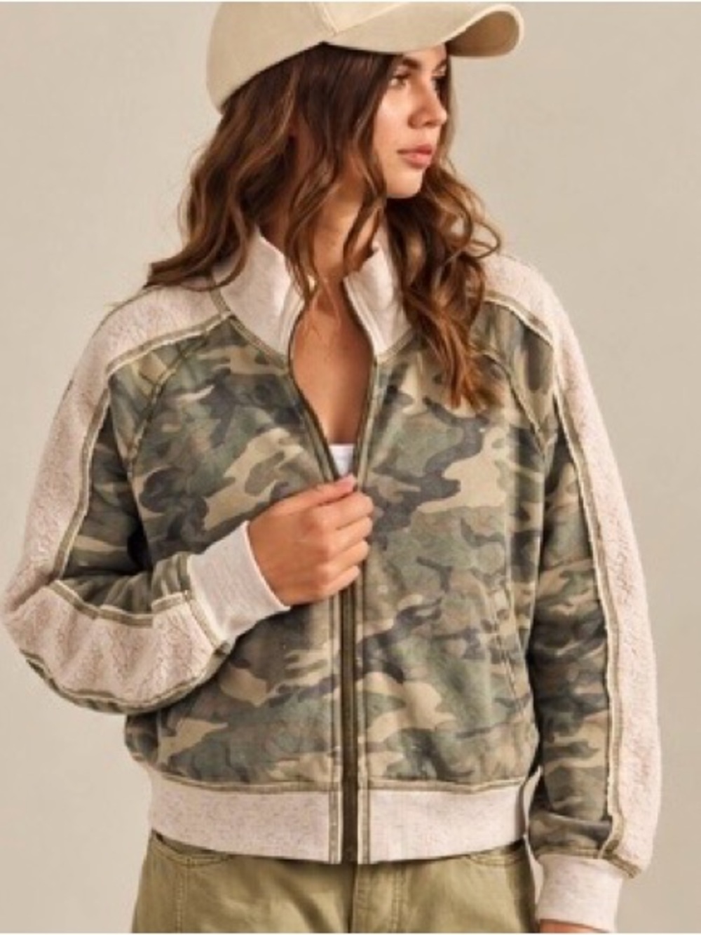 LovLov Camo Zip-Front Women's Sweatshirt sz. Medium. So soft!